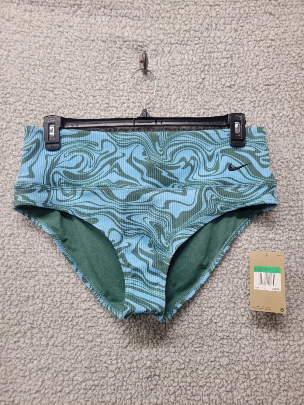 Nike Women's Blue and Green Swirl Bikini Bottom